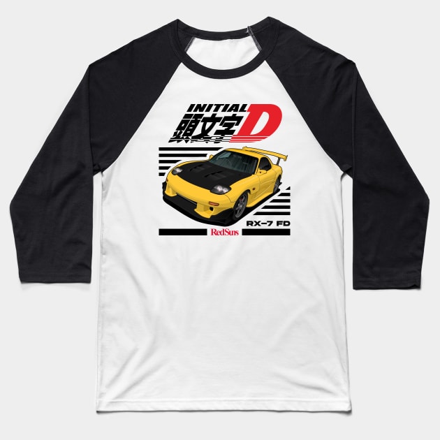 RX7 FD3S Initial D Baseball T-Shirt by squealtires